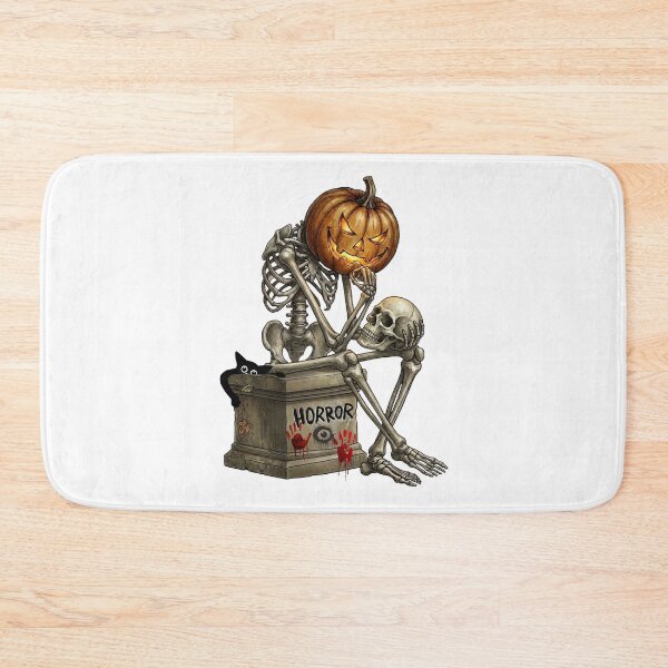 Item preview, Halloween illustration of a thinking skeleton with a pumpkin head designed and sold by VibranPalette.