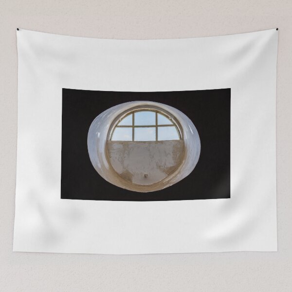 Item preview, Round Arched Window With Sky View Through Patina Plaster Opening in Vintage Interior designed and sold by Nmallia.