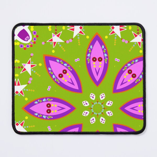 Item preview, Bold Green and Pink Retro Star Mandala Pattern designed and sold by Tinsleybluebell.