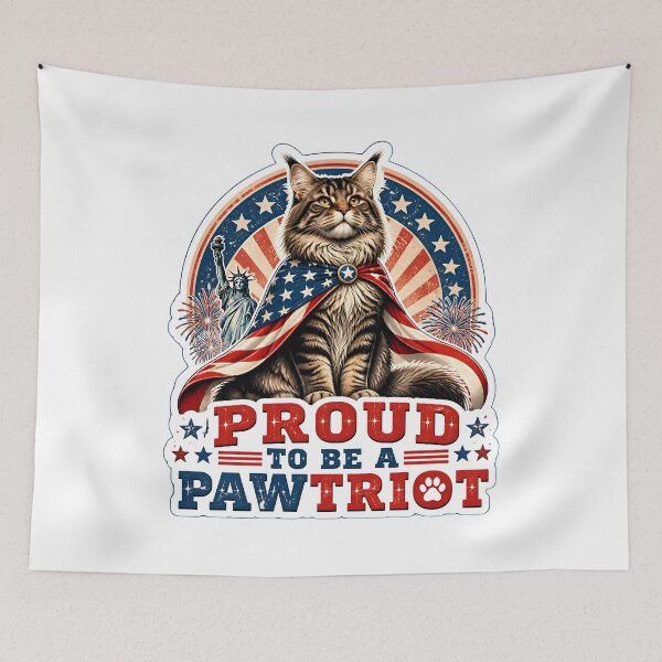 Item preview, Proud To Be A Pawtriot Maine Coon Cat – Patriotic 4th of July USA Cat Lover Gift designed and sold by Bettybee00.