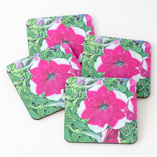 Item preview, Impressionist Pink and White Bi-Color Petunia Flower Art designed and sold by BalkanBloom.