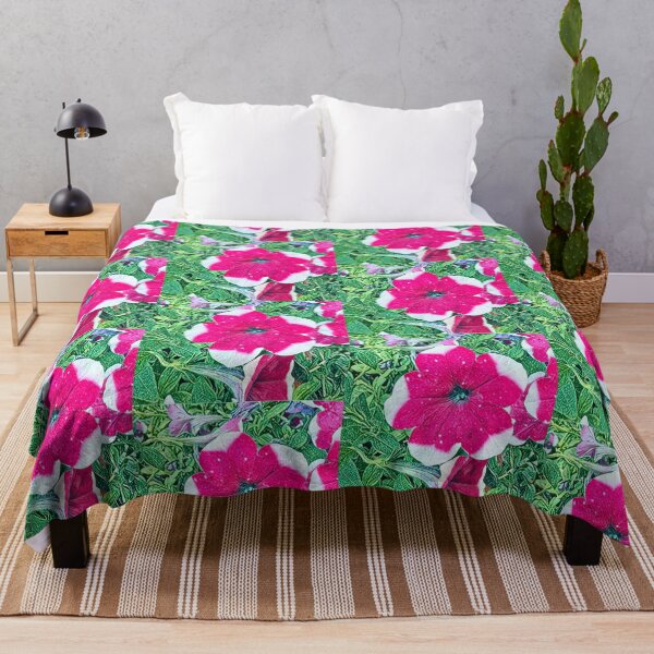 Item preview, Impressionist Pink and White Bi-Color Petunia Flower Art designed and sold by BalkanBloom.