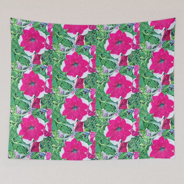 Item preview, Impressionist Pink and White Bi-Color Petunia Flower Art designed and sold by BalkanBloom.