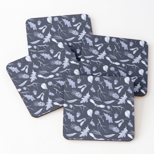 Item preview, Navy Blue Winter Botanical Print designed and sold by Flowersforbear.