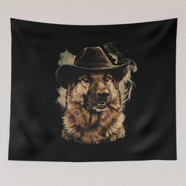 Item preview, German Shepherd Western Graphic Cowboy Dog Smoking designed and sold by Dabbing Turtle Designs.