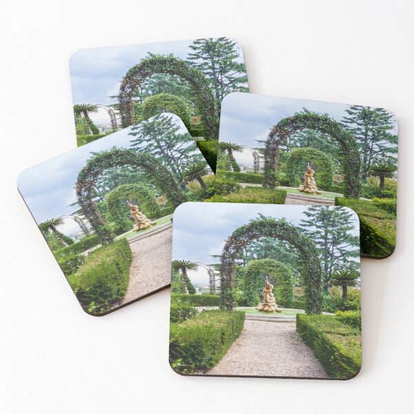 Item preview, Formal Garden Path Leading to Ornamental Fountain and Statue Through Green Arched Vines designed and sold by Nmallia.