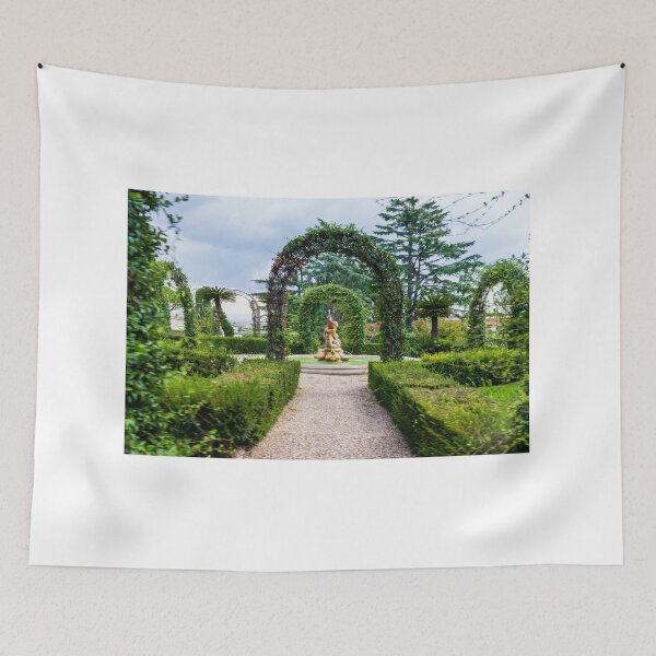 Item preview, Formal Garden Path Leading to Ornamental Fountain and Statue Through Green Arched Vines designed and sold by Nmallia.