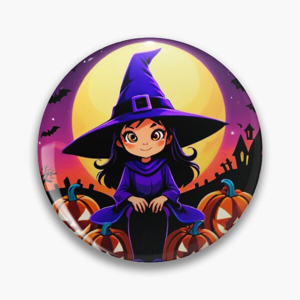 Item preview, Cute Little Witch Jack O'Lantern Pumpkins Full Moon Halloween Design designed and sold by Cute Animals And Royal Art.