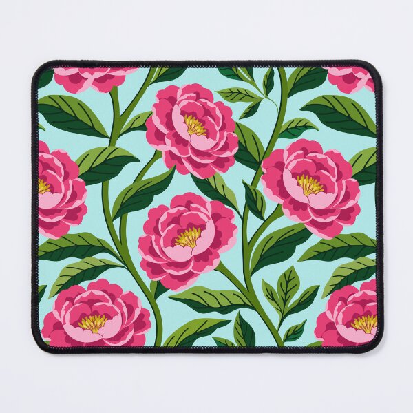 Item preview, Pink peony flowers on light blue designed and sold by Jennifer Ladd.