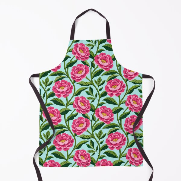 Item preview, Pink peony flowers on light blue designed and sold by Jennifer Ladd.