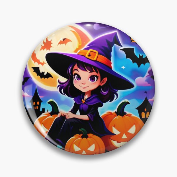 Item preview, Little Witch Halloween Night With Jack O'Lantern Pumpkin Design designed and sold by Cute Animals And Royal Art.