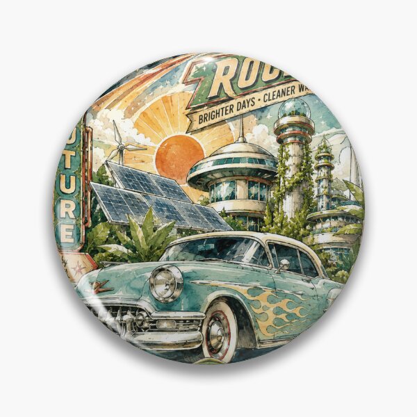 Item preview, Solar Rockers Solarpunk Future Vintage Car Retro Design designed and sold by ObsidianUruk.