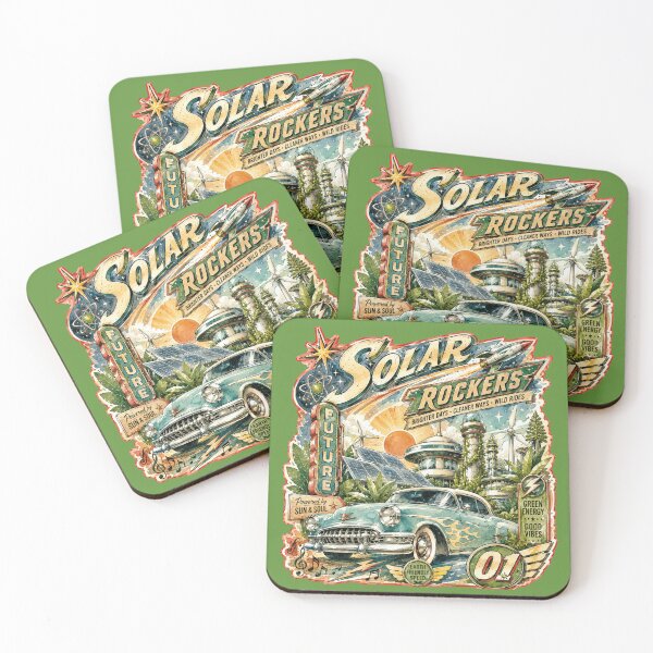 Item preview, Solar Rockers Solarpunk Future Vintage Car Retro Design designed and sold by ObsidianUruk.