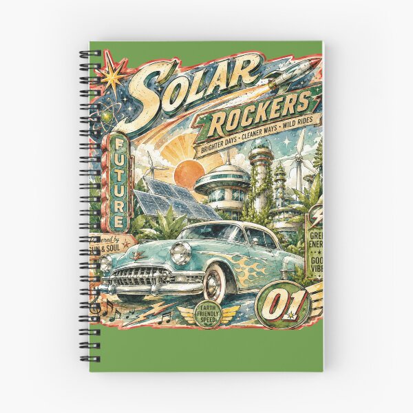 Item preview, Solar Rockers Solarpunk Future Vintage Car Retro Design designed and sold by ObsidianUruk.