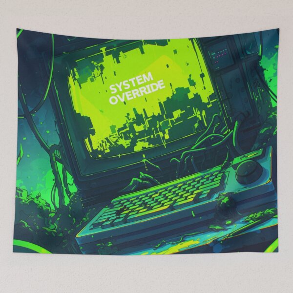 Item preview, Retro 90s CRT Monitor Hacker Terminal System Override designed and sold by VectorForge.