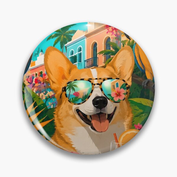 Item preview, Cute Corgi Cuba Havana Vacation Parrot Poster Art designed and sold by K Design Store.