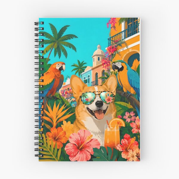 Item preview, Cute Corgi Cuba Havana Vacation Parrot Poster Art designed and sold by K Design Store.