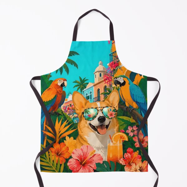 Item preview, Cute Corgi Cuba Havana Vacation Parrot Poster Art designed and sold by K Design Store.