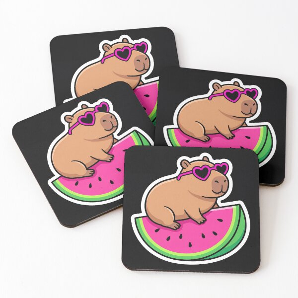 Item preview, Cute capybara with heart sunglasses on a watermelon designed and sold by Lucysthoughts.