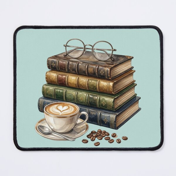 Item preview, Vintage Dark Academia Book Stack and Coffee Latte designed and sold by sanorastyle.