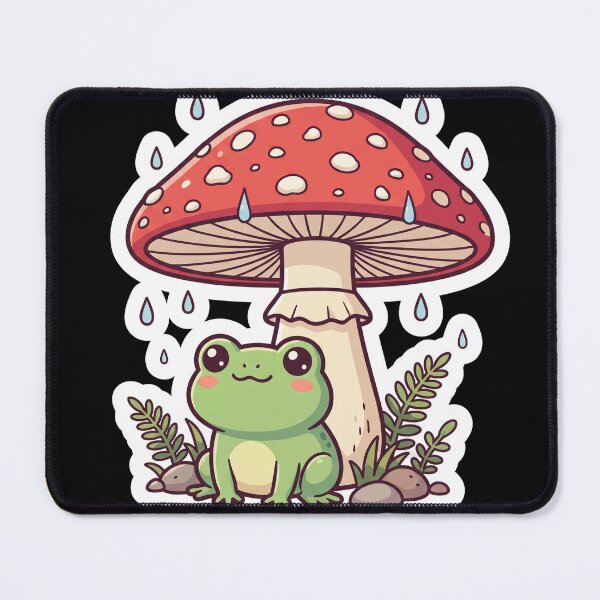 Item preview, Cute frog under fly agaric in the rain sticker designed and sold by Lucysthoughts.