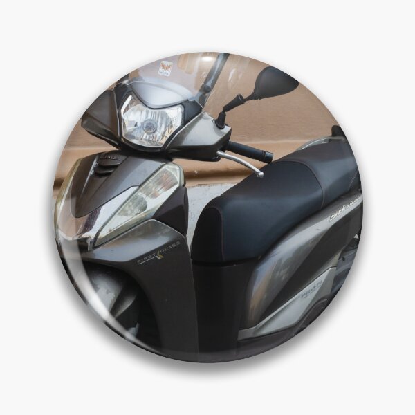 Item preview, Parked Urban Scooter With Windshield and Mirrors Against a Beige Street Wall designed and sold by Nmallia.