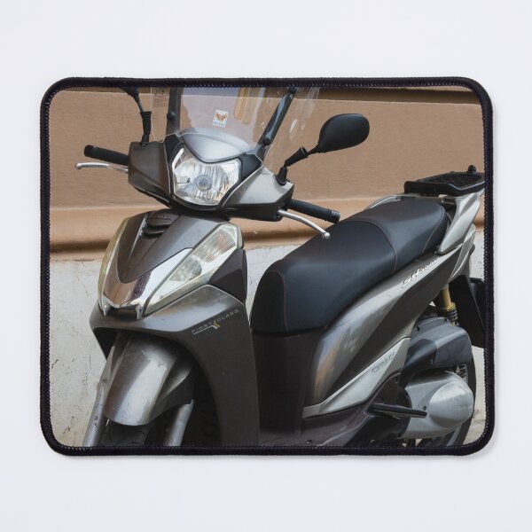 Item preview, Parked Urban Scooter With Windshield and Mirrors Against a Beige Street Wall designed and sold by Nmallia.