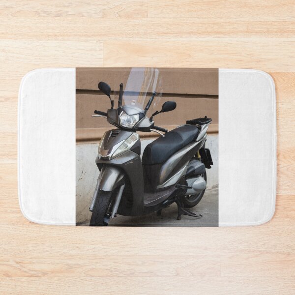 Item preview, Parked Urban Scooter With Windshield and Mirrors Against a Beige Street Wall designed and sold by Nmallia.