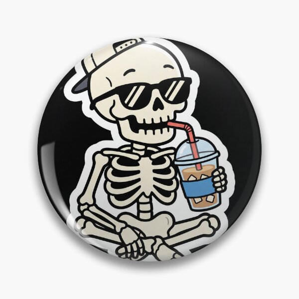 Item preview, Cool skeleton with iced coffee and sunglasses sticker designed and sold by Lucysthoughts.