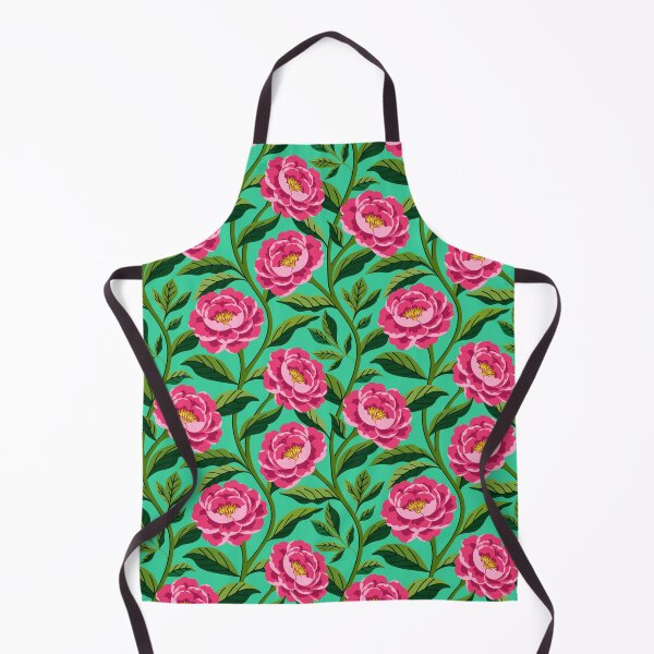 Item preview, Pink peony flowers on turquoise designed and sold by Jennifer Ladd.