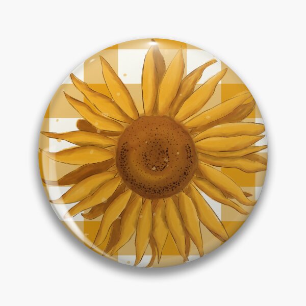 Item preview, Sunflower on mustard yellow gingham - French country floral  designed and sold by OhNoNotAgain42.