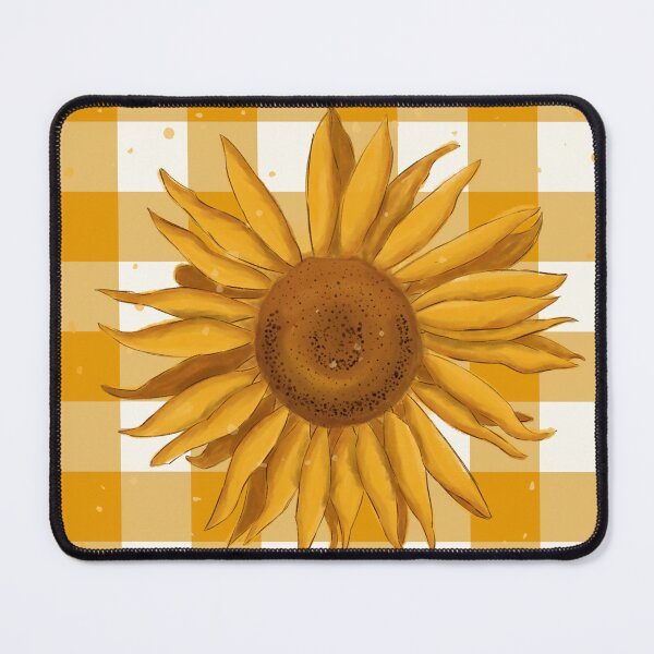 Item preview, Sunflower on mustard yellow gingham - French country floral designed and sold by OhNoNotAgain42.