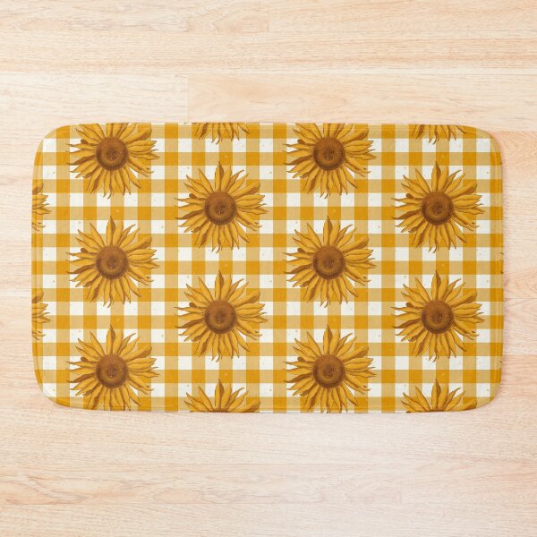 Item preview, Sunflower on mustard yellow gingham - French country floral  designed and sold by OhNoNotAgain42.