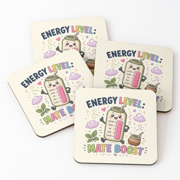 Item preview, Energy Level Mate Boost Funny Yerba Cute Design designed and sold by BlackSector77.