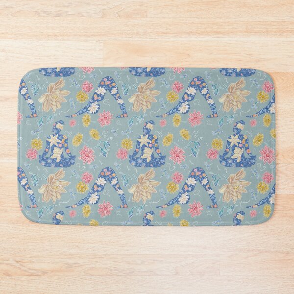 Item preview, Cross Legged & Downward Dog Pattern - Teal (Yoga Botanical Series) designed and sold by Winooski Designs.