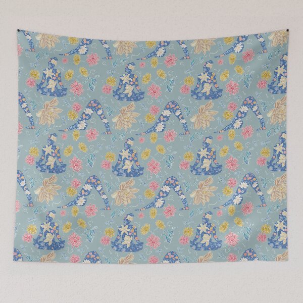 Item preview, Cross Legged & Downward Dog Pattern - Teal (Yoga Botanical Series) designed and sold by Winooski Designs.