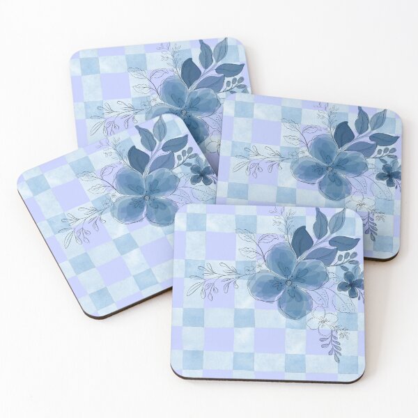 Item preview, Blue Floral Checked Pattern Art designed and sold by Violet-Forge.