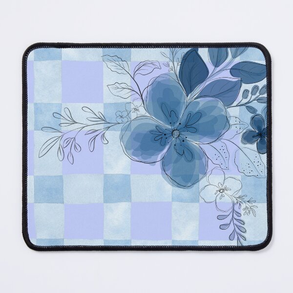 Item preview, Blue Floral Checked Pattern Art designed and sold by Violet-Forge.