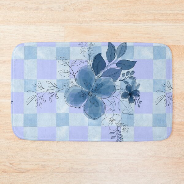 Item preview, Blue Floral Checked Pattern Art designed and sold by Violet-Forge.