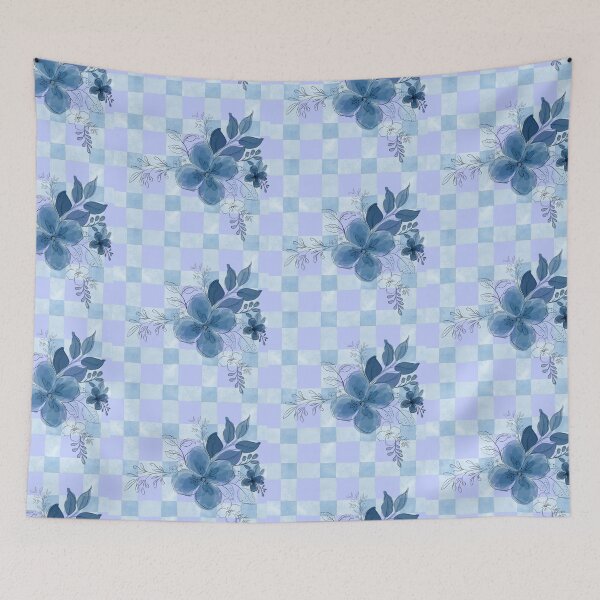 Item preview, Blue Floral Checked Pattern Art designed and sold by Violet-Forge.
