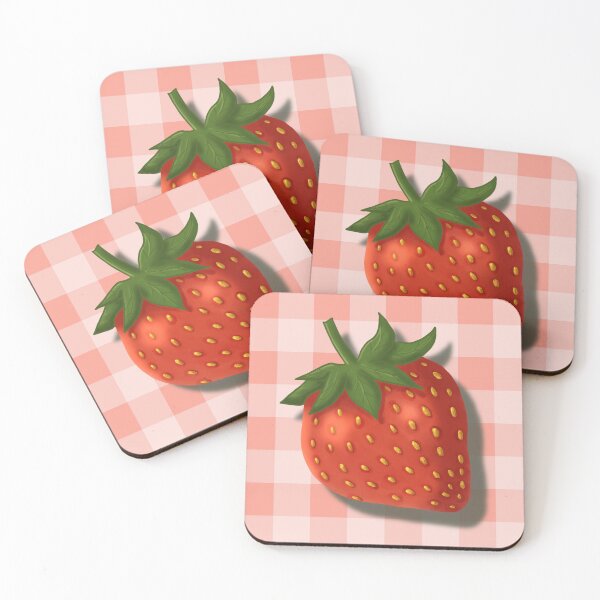 Item preview, Strawberry on pink gingham - French country floral designed and sold by OhNoNotAgain42.