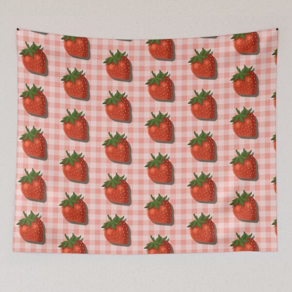 Item preview, Strawberry on pink gingham - French country floral designed and sold by OhNoNotAgain42.