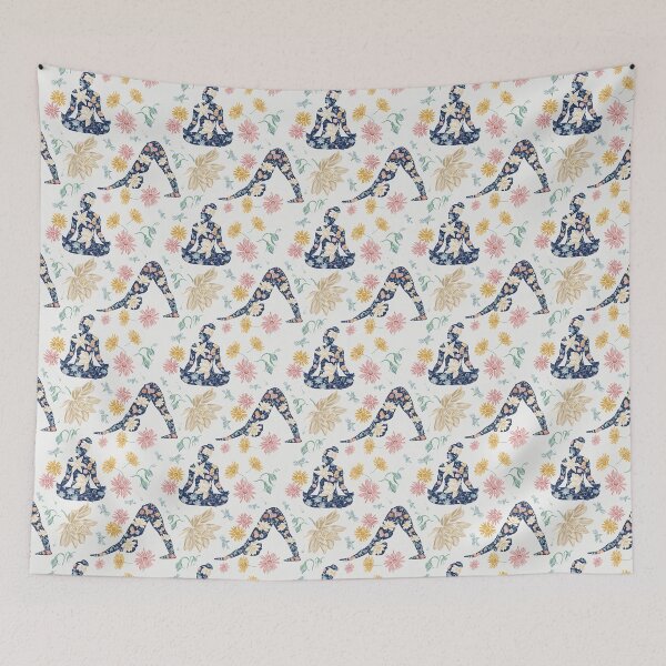 Item preview, Cross-Legged & Downward Dog Pattern - White Jewel Tones (Yoga Botanicals Series) designed and sold by Winooski Designs.