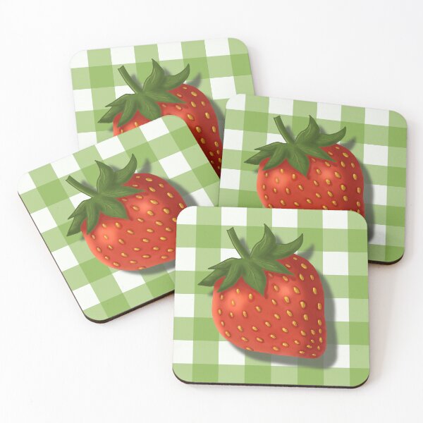 Item preview, Strawberry on green gingham - French country floral designed and sold by OhNoNotAgain42.
