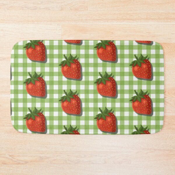 Item preview, Strawberry on green gingham - French country floral designed and sold by OhNoNotAgain42.