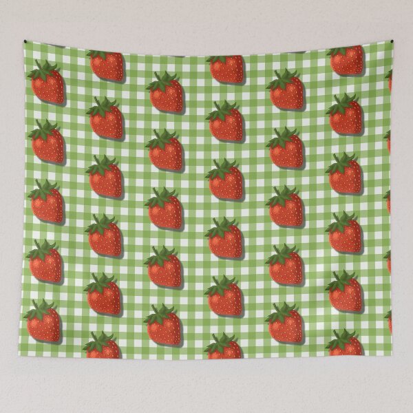 Item preview, Strawberry on green gingham - French country floral designed and sold by OhNoNotAgain42.