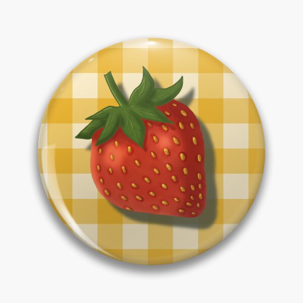 Item preview, Strawberry on butter yellow gingham - French country floral designed and sold by OhNoNotAgain42.