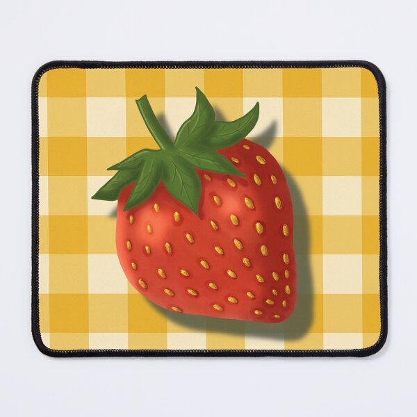 Item preview, Strawberry on butter yellow gingham - French country floral designed and sold by OhNoNotAgain42.