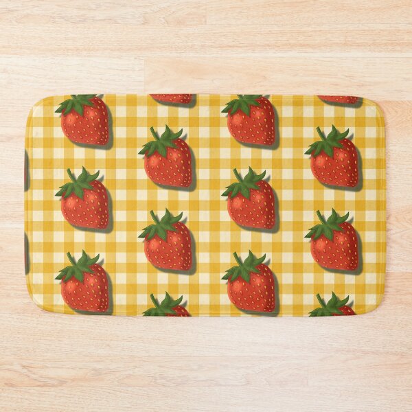 Item preview, Strawberry on butter yellow gingham - French country floral designed and sold by OhNoNotAgain42.