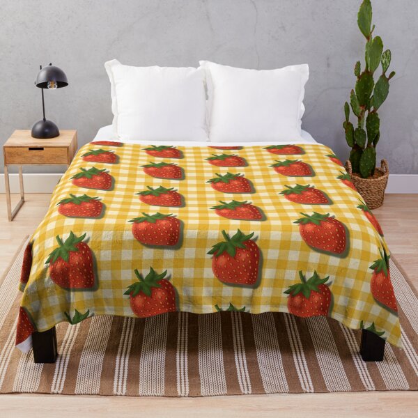 Item preview, Strawberry on butter yellow gingham - French country floral designed and sold by OhNoNotAgain42.